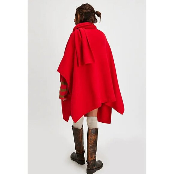 Free People Ellie Scarf Wrap Duster in Red NEW - Picture 2 of 7